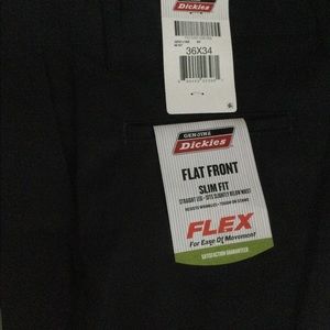 Dickies Pants Flat Front Slim Fit Black Size 36x34
